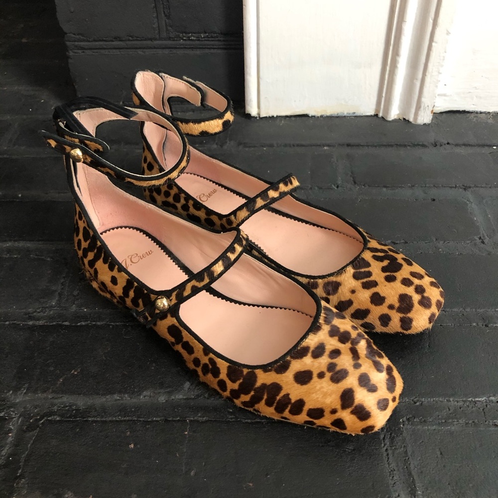 J. Crew Ballet Flats in Leopard Calf Hair